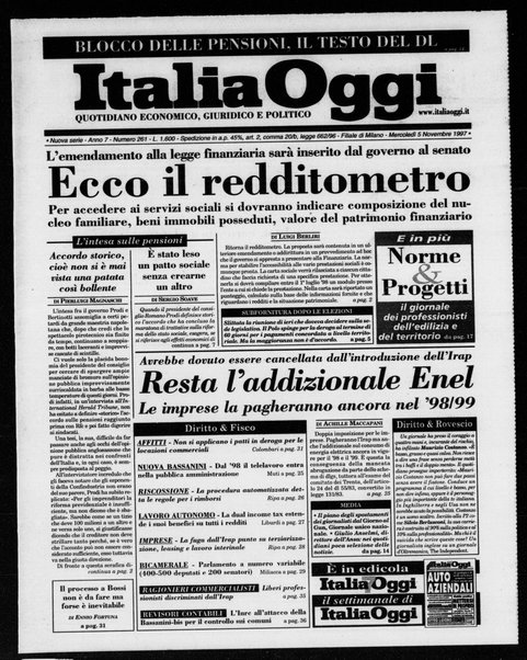 Italia oggi : quotidiano di economia finanza e politica